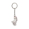 Alloy with PVC Plastic Cute Keychain, Cat Sitting on the Toilet, White, 94mm