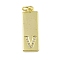 Brass Micro Pave Clear Cubic Zirconia Pendants, Real 18K Gold Plated, Rectangle, Letter V, 23.5x7.5x2mm, Hole: 3mm