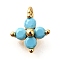 Brass Micro Pave Cubic Zirconia Pendants, Flower Charms, Real 18K Gold Plated, 9.5~10x7.5~8x3mm, Hole: 1.2mm