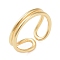 Brass Open Cuff Ring, Teardrop, Golden, US Size 7 1/4(17.5mm)