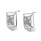 Brass Micro Pave Cubic Zirconia Stud Earring Findings, Rectangle, Real Platinum Plated, 13x8mm, Hole: 1.5mm, Pin: 0.8mm