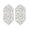 Non-Tarnish 304 Stainless Steel Pendants, Textured Hexagon Charm, Stainless Steel Color, 49.5x24x1.8mm, Hole: 2.6mm