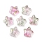 Transparent Spray Painted Glass Beads, with Glitter Power, Star, Pearl Pink, 8x8x4mm, Hole: 1mm