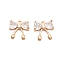 Brass Charms, Bowknot Charms, with Glass, Real 18K Gold Plated, 12x12x3.5mm, Hole: 1.2mm