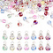 70Pcs 7 Colors Baking Painted Transparent Glass Pendants, with Silver Tone Iron Loops, Teardrop Charms, Mixed Color, 15x8mm, Hole: 2mm, 10Pcs/color