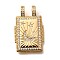 Brass Micro Pave Cubic Zirconia Pendants, Rectangle, Moon, 29x18x3.5mm, Hole: 4.5x3mm