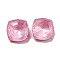 Glass Rhinestone Cabochons, Point Back & Back Plated, Faceted, Square, Rosaline, 10x10x5.5mm