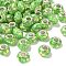 Transparent Resin Rondelle European Beads, with Triangle Paillette & Platinum Tone Brass Cores, Large Hole Beads, Light Green, 14x8.5mm, Hole: 5mm