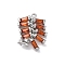 Brass Micro Pave Cubic Zirconia Pendants, with Glass, Firecracker Charms, Real Platinum Plated, 19x14.5x3.5mm, Hole: 1.2mm