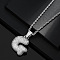 Brass Micro Pave Clear Cubic Zirconia Chunky Initial Pendant Necklaces, Platinum, Letter G, 19.69 inch(50cm)