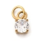 304 Stainless Steel Micro Pave Cubic Zirconia Pendants, Round, with Jump Ring, Real 18K Gold Plated, Clear, 6.5x4x3mm, Hole: 2.5mm