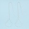 Brass Stud Earring Findings, Ear Threads, Teardrop, Nickel Free, Silver, 105~115mm(include pin length), 25x16.5mm, pin: 0.8mm.