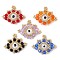 Seed Beads Beaded Charms, Eye Pendants, Mixed Color, 23x30x5mm, Hole: 1.2mm