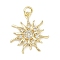 Brass Micro Pave Clear Cubic Zirconia Pendants, Long-Lasting Plated, Sun, Real 18K Gold Plated, 22x20.5x3.5mm