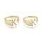 Brass Micro Pave Clear Cubic Zirconia Cuff Rings, Open Rings, Letter, Real 18K Gold Plated, Letter.K, Size 5, Inner Diameter: 16mm, K: 9.5x6mm