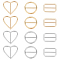 12Pcs 6 Style Alloy Buckle Clasps, For Webbing, Strapping Bags, Garment Accessories, Heart/Rectangle/Flat Round, Mixed Color, 30~30.5x21~30.5x3mm, Hole: 23~25mm, 2pcs/style
