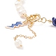 Bracelet en perles de lapis-lazuli naturel et perles avec breloques éclair en émail BJEW-JB08332-11-4