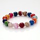 Faceted Natural Agate Round Beads Stretch Bracelets BJEW-JB01909-01-1