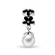 Dije colgante de perla de flor silvestre de plata de ley chapado en rodio de Tinysand Charms colgantes europeos TS-P-019-1