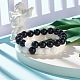 2Pcs 2 Color 10.5MM Natural Mashan Jade(Dyed) & Malaysia Jade(Dyed) Round Beaded Stretch Bracelets Set BJEW-JB07642-2