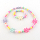 Fleur pendentifs acrylique et ensembles de bijoux stretch bracelets SJEW-R048-05-3