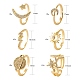 6pcs 6 estilos latón micro pave anillos de puño de circonita cúbica transparente RJEW-LS0001-34G-3