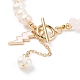 Bracelet en perles de quartz rose naturel et perles avec breloques éclair en émail BJEW-JB08332-03-4