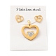 Double Heart Stud Earrings with 316 Stainless Steel Pins and Crystal Rhinestone Pendant SJEW-F218-02G-7