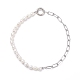 Collar de perlas keshi naturales con 304 cadena de clip de acero inoxidable para mujer NJEW-JN03849-1
