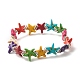 Starfish/Sea Stars Synthetic Turquoise(Dyed) Beaded Stretch Bracelet with Rhinestone BJEW-JB07867-1