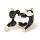猫のエナメルピン  バックパックの服のための動物の合金のブローチ  ライトゴールド  ブラック  28x35x1mm FIND-K005-16LG-1