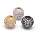 Perles rondes en laiton avec zircone cubique de micro pave ZIRC-E010-17-1