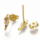 Brass Micro Pave Cubic Zirconia(Random Mixed Color) Flash Stud Earrings EJEW-S201-86-2