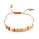Bracelet de perles rondes tressées en jade blanc naturel BJEW-JB07969-4