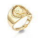 調節可能な真鍮の指指輪  ニッケルフリー  コイン  16KGP本金メッキ  USサイズ{12}  内径：6mm RJEW-Q161-001-NF-4