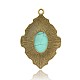 Antique Bronze Plated Oval Alloy Synthetic Turquoise Big Pendants PALLOY-J176A-03AB-NF-2