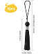 GORGECRAFT 8PCS Large Tassel Key Colorful Handmade Silky Floss Tiny Craft Tassels with Plastic Beads for DIY Craft Accessory Home Decoration(Black) HJEW-GF0001-23D-2