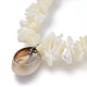 Bracelets extensible en chip perles de coquille blanche avec breloque BJEW-JB03979-3