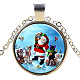 Christmas Theme Glass Pendant Necklaces NJEW-J056-B957-S-1