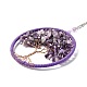 Wire Wrapped Chips Natural Amethyst Big Pendant Decorations HJEW-A005-03-2