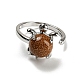 Открытое кольцо-манжета с черепахой из смешанных натуральных и синтетических драгоценных камней RJEW-G290-01P-3