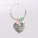 Tibetan Style Heart with Word You Are Always In My Heart Wine Glass Charms AJEW-JO00028-06-1
