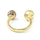 Открытое кольцо-манжета с кубическим цирконием и цветком RJEW-H218-01G-04-3
