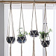 GORGECRAFT 3 Pack Macrame Plant Hangers with 6 Hooks Indoor Outdoor Hanging Planters Basket Handmade Cotton Rope Flower Pots Holder for Home Decor AJEW-GF0001-35-2