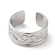 304 anillo abierto de acero inoxidable con patrón de cuerda giratoria para mujer. RJEW-I098-15P-2