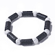 Bracelets extensibles perlés en pierre de lave naturelle BJEW-G613-01A-1