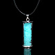 合成発光石ペンダントネックレス付きガラスウィッシングボトル  女性のための暗闇で光るドリフト ボトル ネックレス  シアン  17.32インチ（44cm） LUMI-PW0001-054-B-1