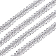 メタリックポリエステルリボン  ガーメントアクセサリー  花柄  銀  1/4インチ（8mm） OCOR-WH0067-04B-1