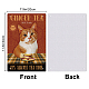 Globleland Vintage Ginger Tea Cat Metall-Eisenschild AJEW-WH0189-031-2