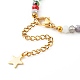Set di bracciali e collana di perle di vetro placcato SJEW-JS01200-7